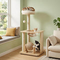 Cat Tree with Space Capsule & Sisal Scratching Posts - 40" Tall, Solid Wood Base