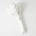 Handmade white ceramic Roman artichoke bunch with detailed stems, 12 inches long, on a white background.