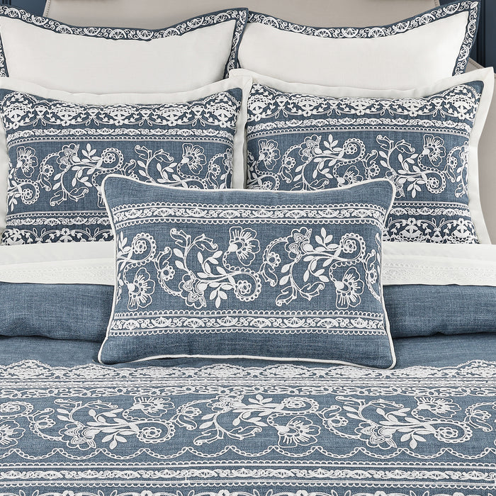 Chantalee Denim Boudoir Decorative Throw Pillow 21" x 14" Throw Pillows By J. Queen New York