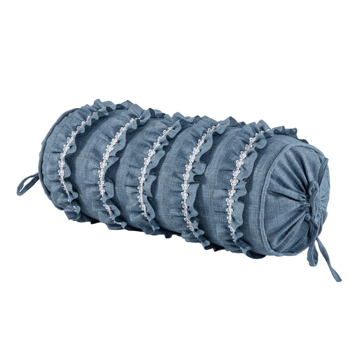Chantalee Denim Neckroll Decorative Throw Pillow 21" x 7" Throw Pillows By J. Queen New York