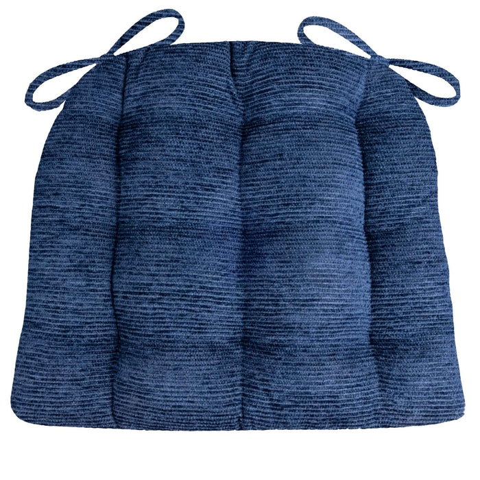 Chenille Rib Navy Blue Dining Chair Cushion - Barnett Home Decor - Navy Blue