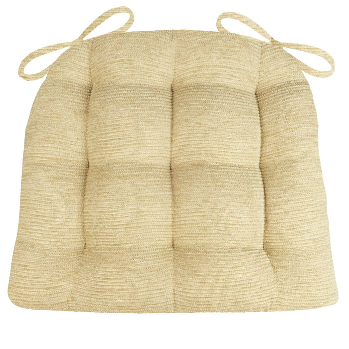 Chenille Rib Tan Dining Chair Cushion - Barnett Home Decor - Beige Tan - Neutral