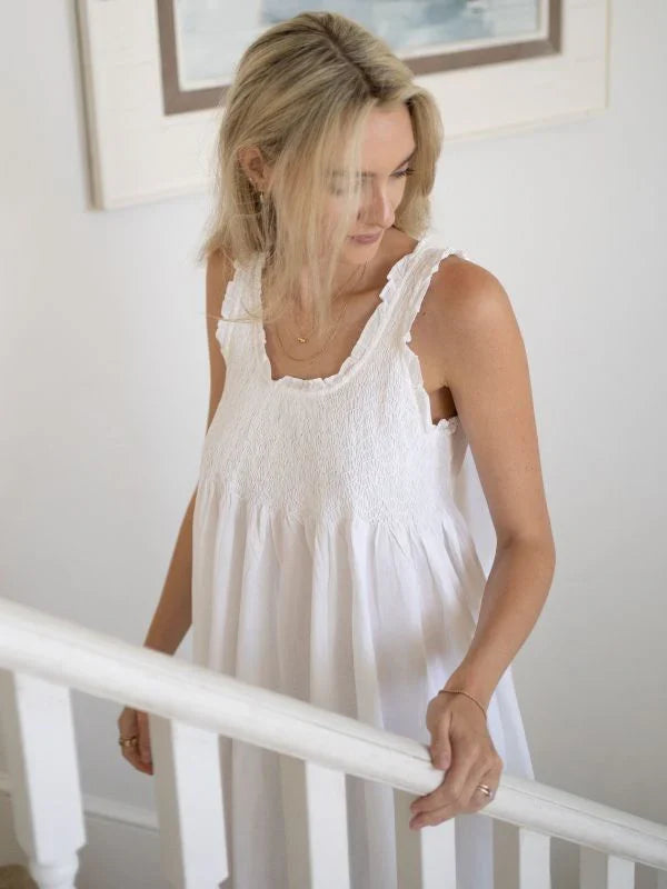 Jacaranda Constance White Cotton Nightgown