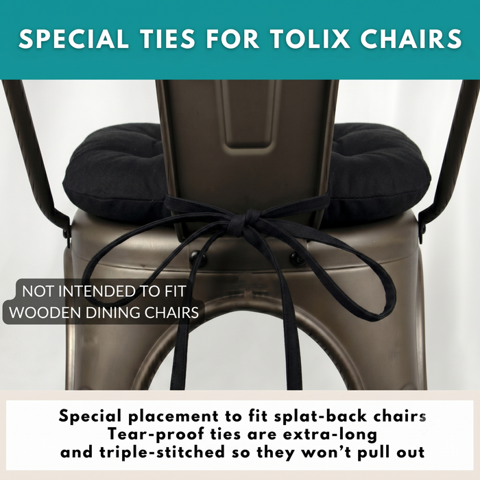 Cotton Duck Black Industrial Chair Cushion  - Fits 14" Tolix Chairs - Made in USA - 100% Cotton
