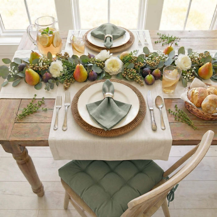Cotton Duck Thyme Green Cloth Napkins - Set of 8