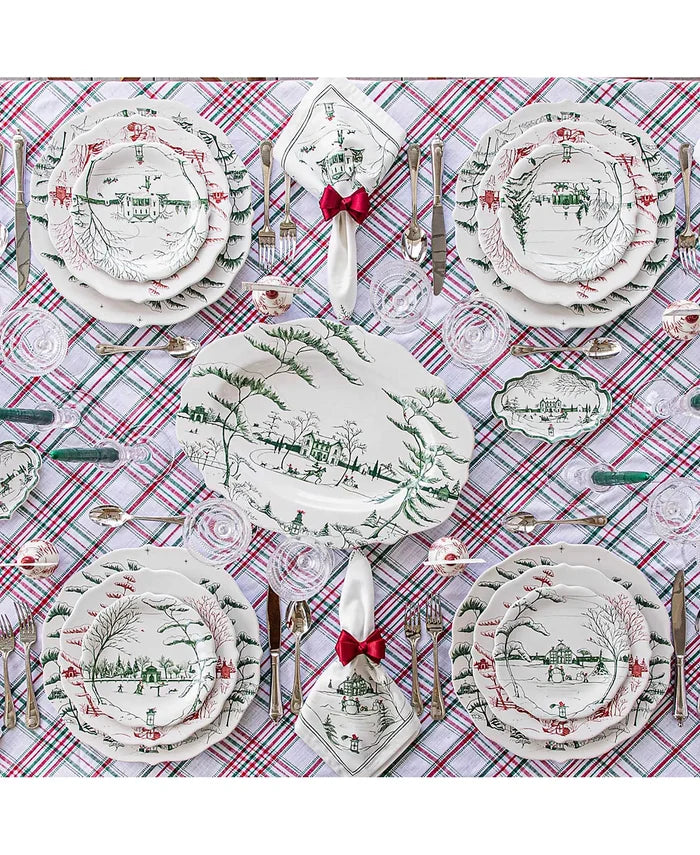 Juliska Country Estate Winter Frolic "Mr. & Mrs. Claus" Evergreen Party Plates, Set/4 - La Petite Maison