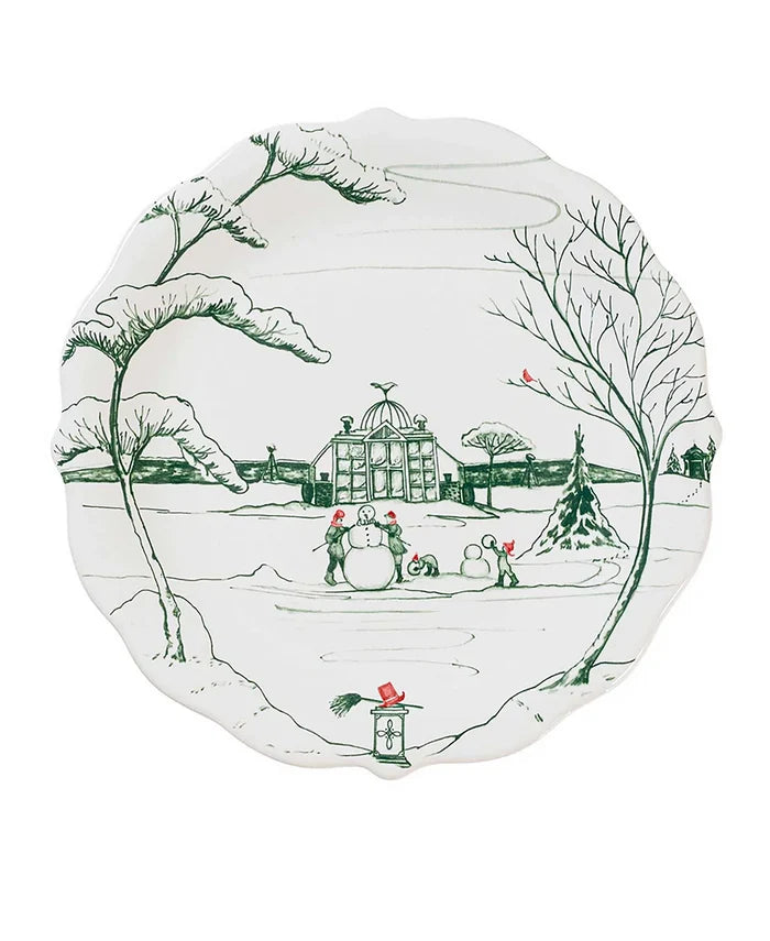 Juliska Country Estate Winter Frolic "Mr. & Mrs. Claus" Evergreen Party Plates, Set/4 - La Petite Maison