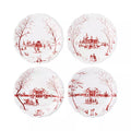 Juliska Country Estate Winter Frolic "Mr. & Mrs. Claus" Ruby Party Plates, Set/4 - La Petite Maison