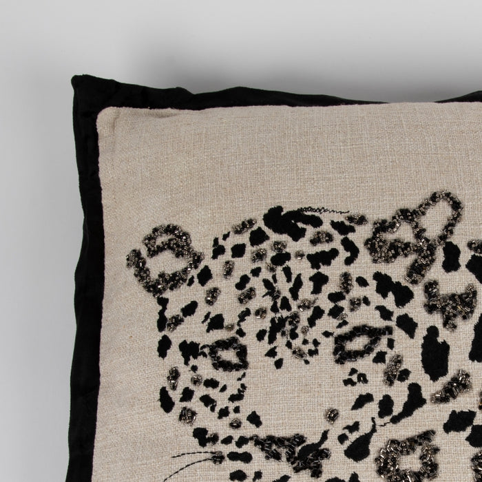 CUSHION LEOPARD NAT/BLACK 45X45 (327131007)