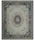 Custom Made Beige and Charcoal Aubusson French design Hand Tufted wool Area Rug - The Rug Decor