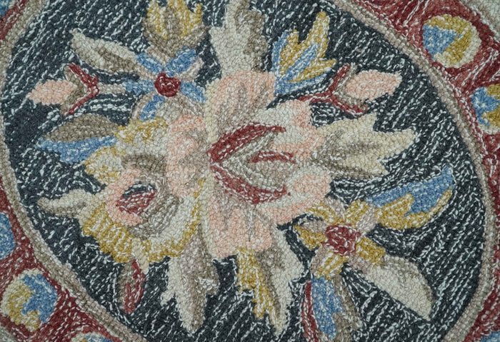 Custom Made Beige and Charcoal Aubusson French design Hand Tufted wool Area Rug - The Rug Decor