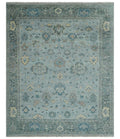 Custom Made Blue and Green Hand knotted traditional Oushak wool Area Rug - The Rug Decor