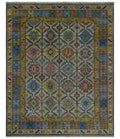 Custom Made Hand Knotted Beige, Gray and Mustard Oriental Multi Size Wool Area Rug - The Rug Decor