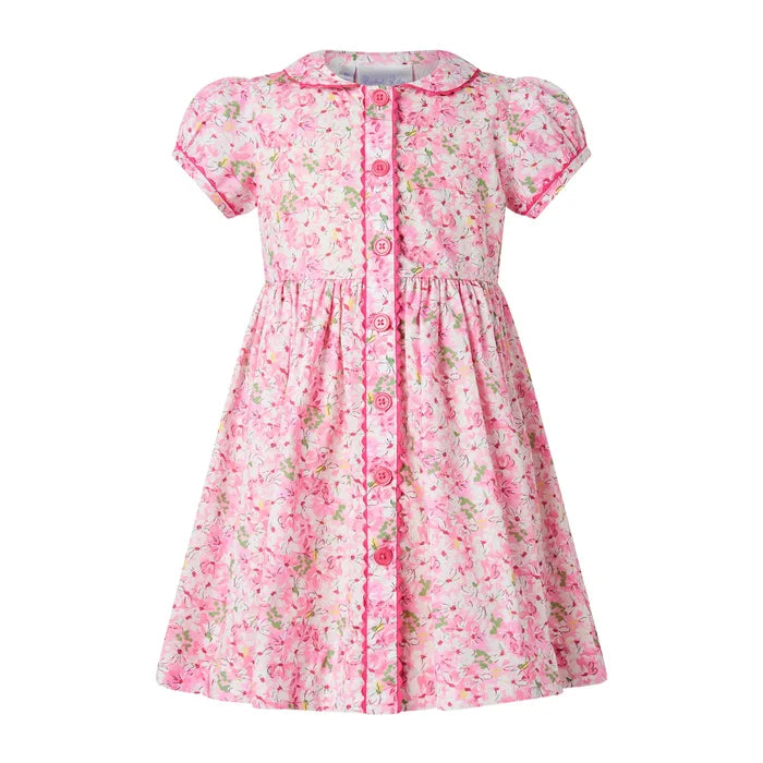 Rachel Riley Daisy Button Front Dress Pink 2Y