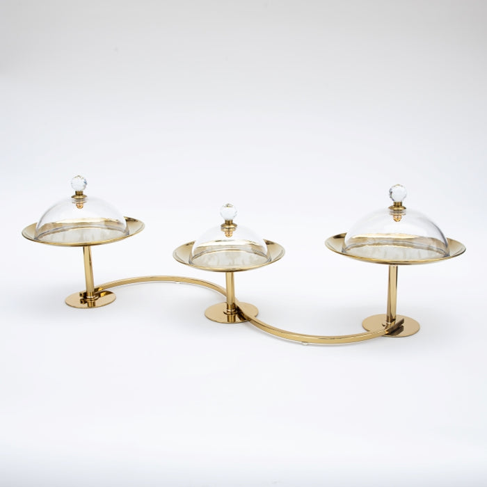 DAZHANG-GLASS BOWLS ON STAND GOLD (202029302)