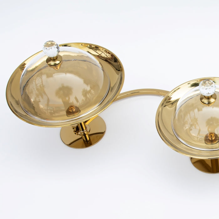 DAZHANG-GLASS BOWLS ON STAND GOLD (202029302)
