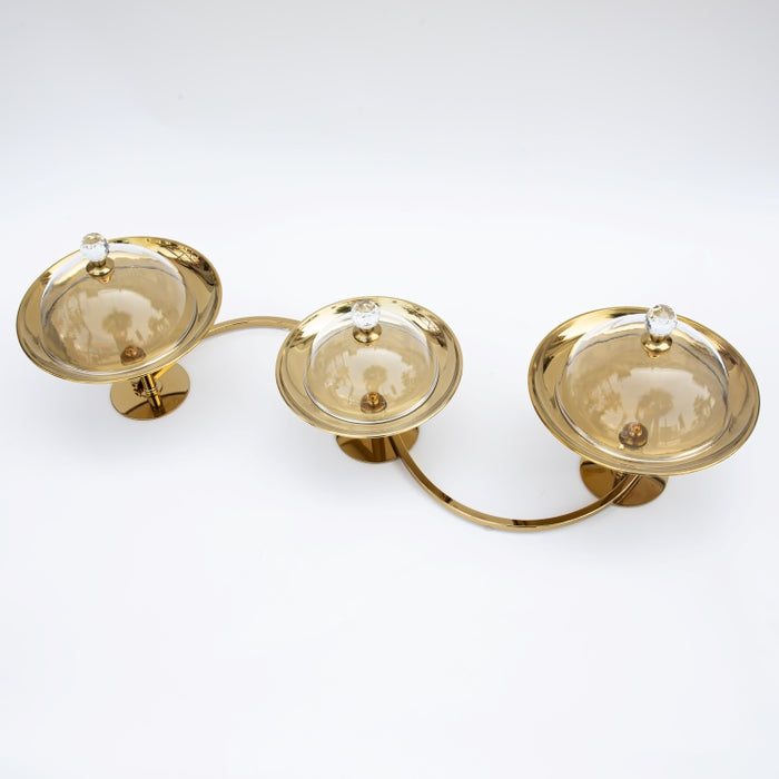 DAZHANG-GLASS BOWLS ON STAND GOLD (202029302)