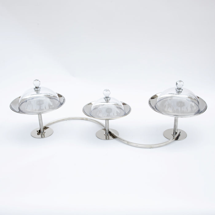 DAZHANG-GLASS BOWLS ON STAND SLVR (202029301)