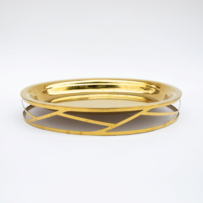 DAZHANG-STAINLESS STEEL TRAY OVAL GOLD 46X32CM (202107523)