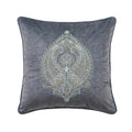 Destiny Blue Square Embellished Decorative Throw Pillow 18" x 18" Throw Pillows By J. Queen New York