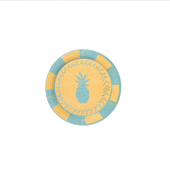 Dutch Blue and Golden Josephine Pineapple Dessert Paper Plate - 8 pack