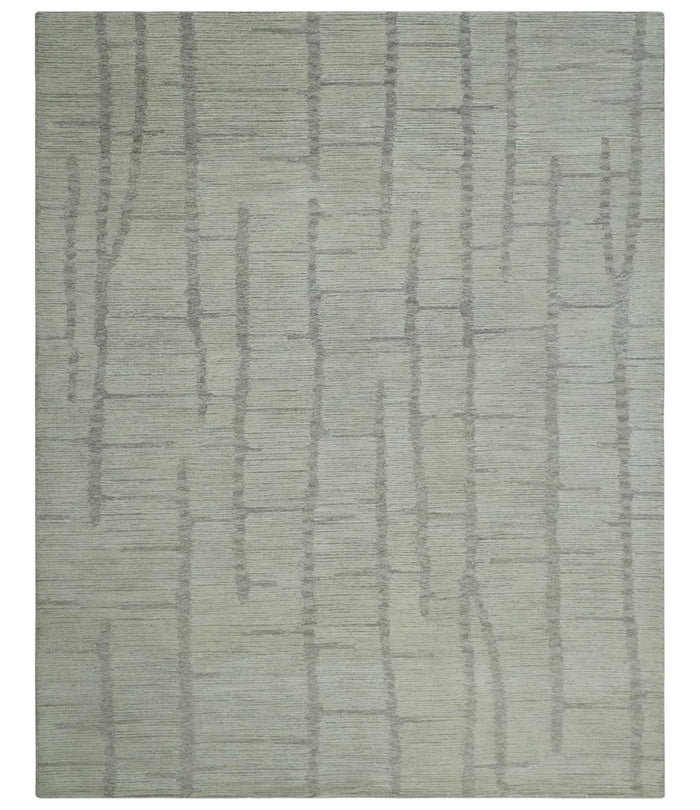 Earthy Modern Stripes Design Custom Made Ivory, Silver and Gray Hand Tufted Rug - The Rug Decor