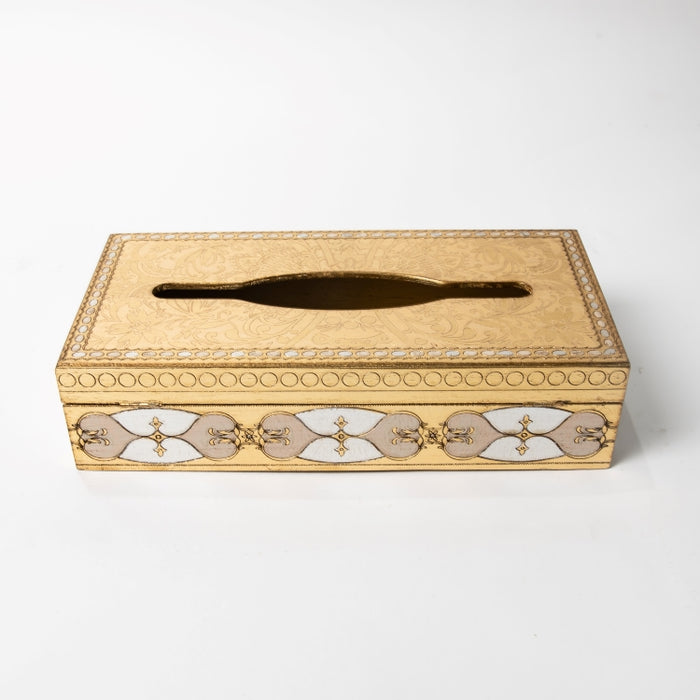 FALCONIERI WOODEN TISSUE BOX GOLD/IVR (202140032)