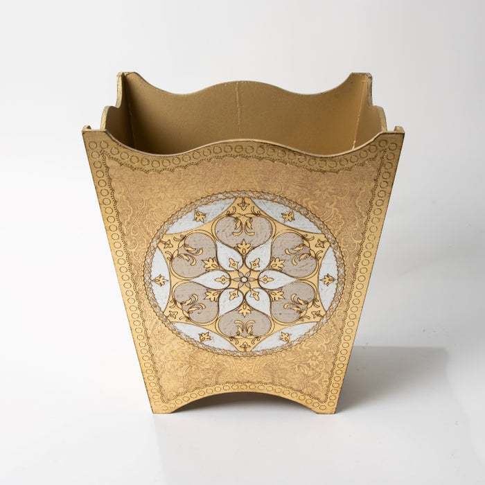 FALCONIERI WOODEN WASTE BASKET GOLD/IV (202140033)