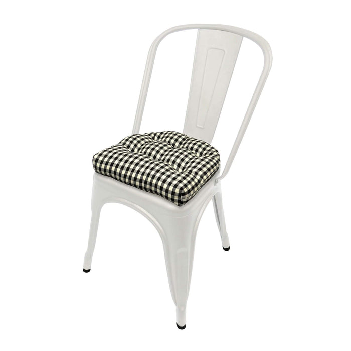 Farmhouse Check Black & White Industrial Chair Cushion - Latex Foam Fill - Barnett Home Decor