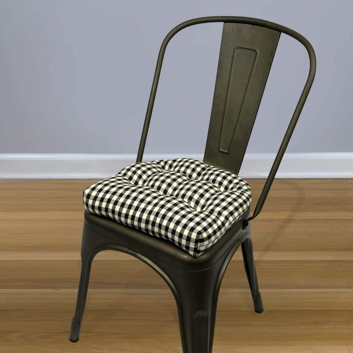Farmhouse Check Black & White Industrial Chair Cushion - Latex Foam Fill - Barnett Home Decor