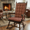 Farmhouse Check Dark Red & Tan Checkered Rocking Chair Cushions - Made in USA