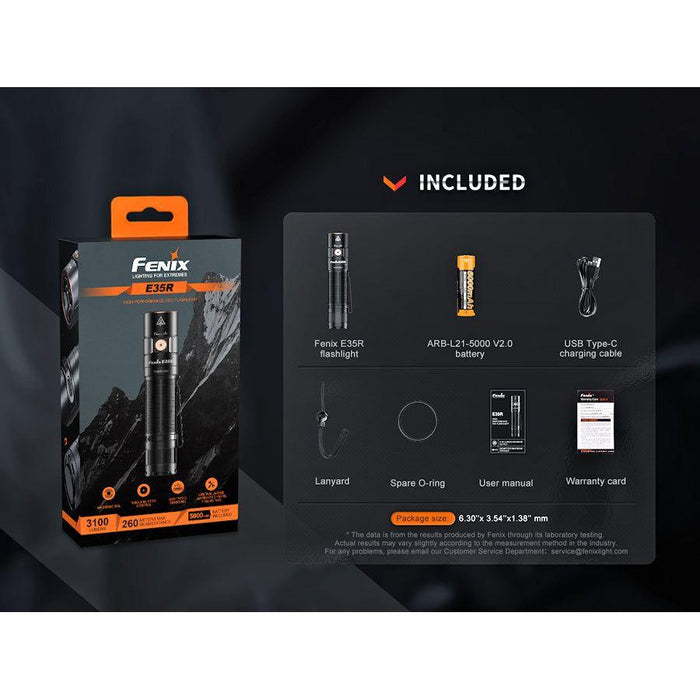 Fenix E35R Handheld Rechargeable Flashlight - Hill and Dale Outdoors