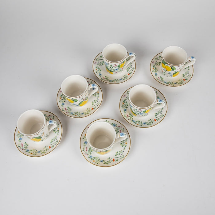 FLEURS CITRONS SET/6 ESPRESSO CUP&SAUCER 100ML (202073354)