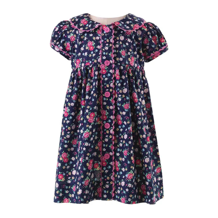 Rachel Riley Floral Front Button Dress & Bloomers