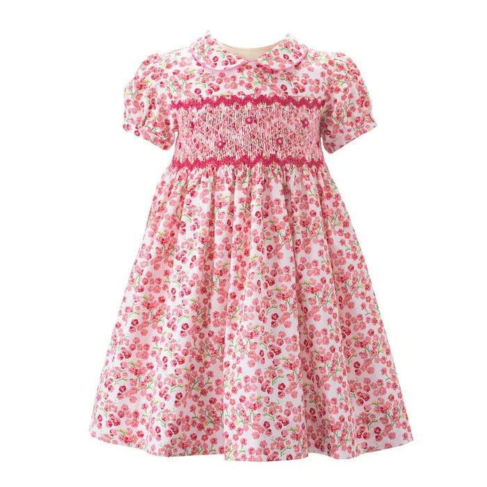 Rachel Riley Forget-me-not Smocked Dress & Bloomers, Pink - La Petite Maison