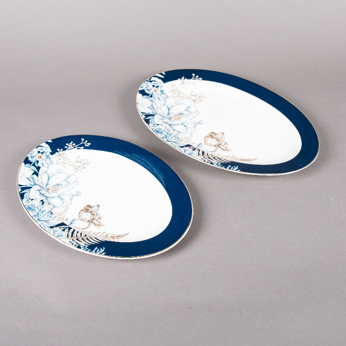 FOSUNY 45PCS NEW BONE CHINA DINNER SET BLUE/GOLD (202029016)