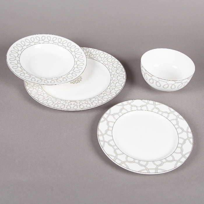 FOSUNY 45PCS NEW BONE CHINA DINNER SET GREY/WHITE (202029011)