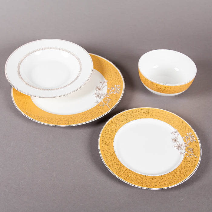 FOSUNY 45PCS NEW BONE CHINA DINNER SET WHITE/GOLD (202029006)