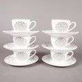 FOSUNY SET 6 90CC NEW BONE CHINA COFFEE CUP&SAUCER GREY/WHITE (202029013)