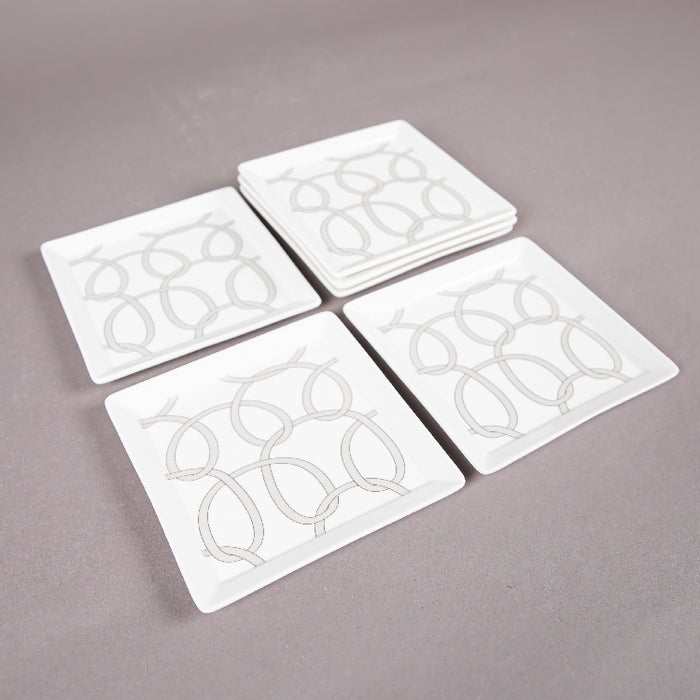 FOSUNY SET 6  SQUARE DISH 13X13CM GREY/WHITE (202029014)