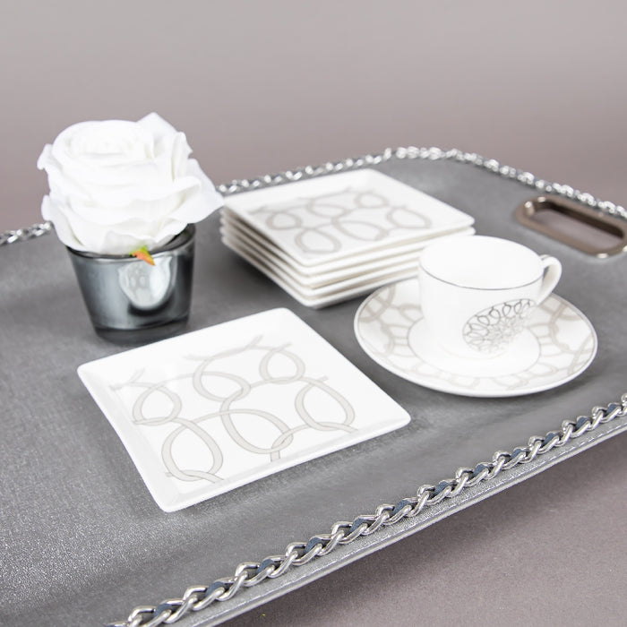 FOSUNY SET 6  SQUARE DISH 13X13CM GREY/WHITE (202029014)