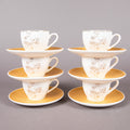 FOSUNY SET OF 6 90CC NEW BONE CHINA COFFEE CUP&SAUCER WHITE/GOLD (202029008)