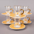 FOSUNY SET OF 6 GLASS CUP & SAUCER WHITE/GOLD (202028796)