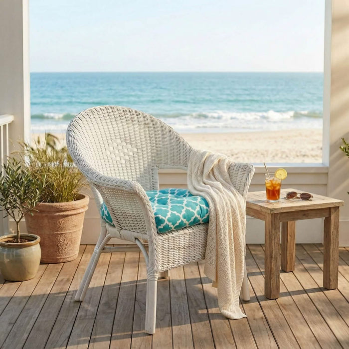 Fulton Aqua Patio Chair Cushions - Wicker Chair Cushions