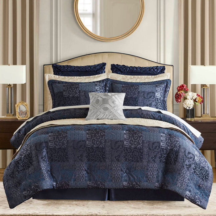 Galleria Navy 4 Piece Comforter Set Comforter Sets By Croscill Home LLC