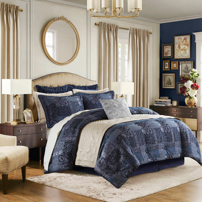 Galleria Navy 4 Piece Comforter Set Comforter Sets By Croscill Home LLC