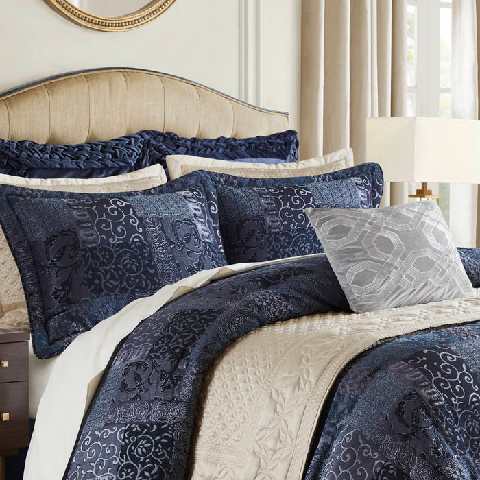 Galleria Navy 4 Piece Comforter Set Comforter Sets By Croscill Home LLC
