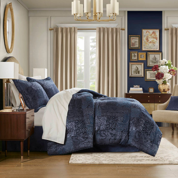 Galleria Navy 4 Piece Comforter Set Comforter Sets By Croscill Home LLC