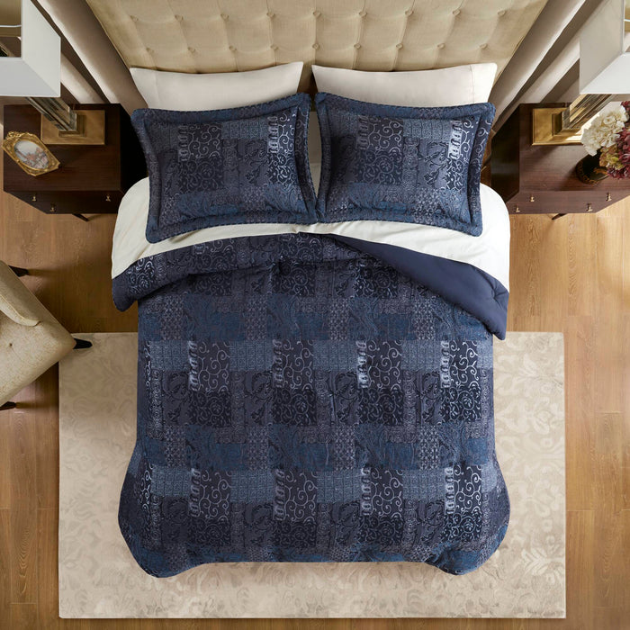 Galleria Navy 4 Piece Comforter Set Comforter Sets By Croscill Home LLC