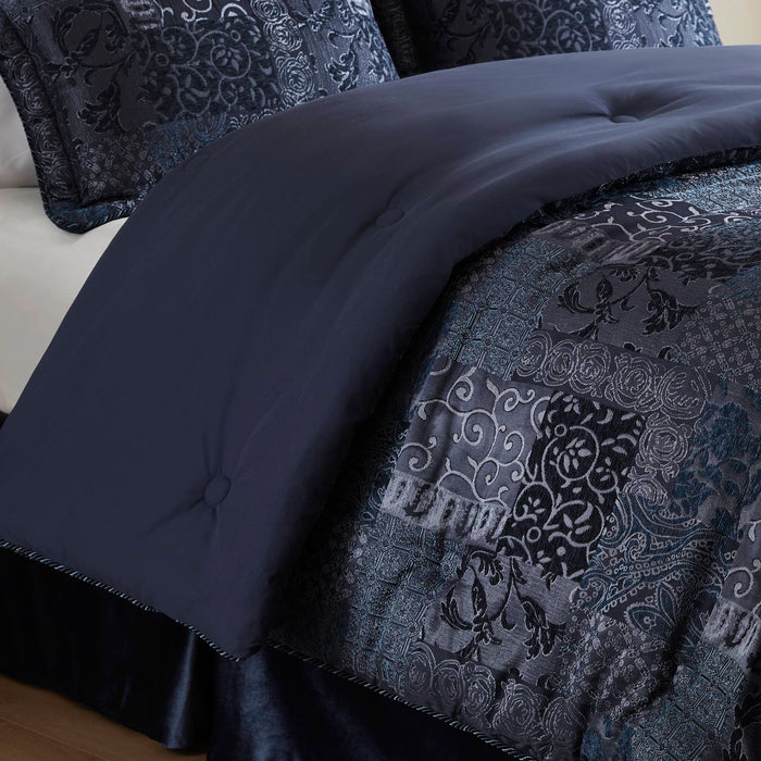 Galleria Navy 4 Piece Comforter Set Comforter Sets By Croscill Home LLC